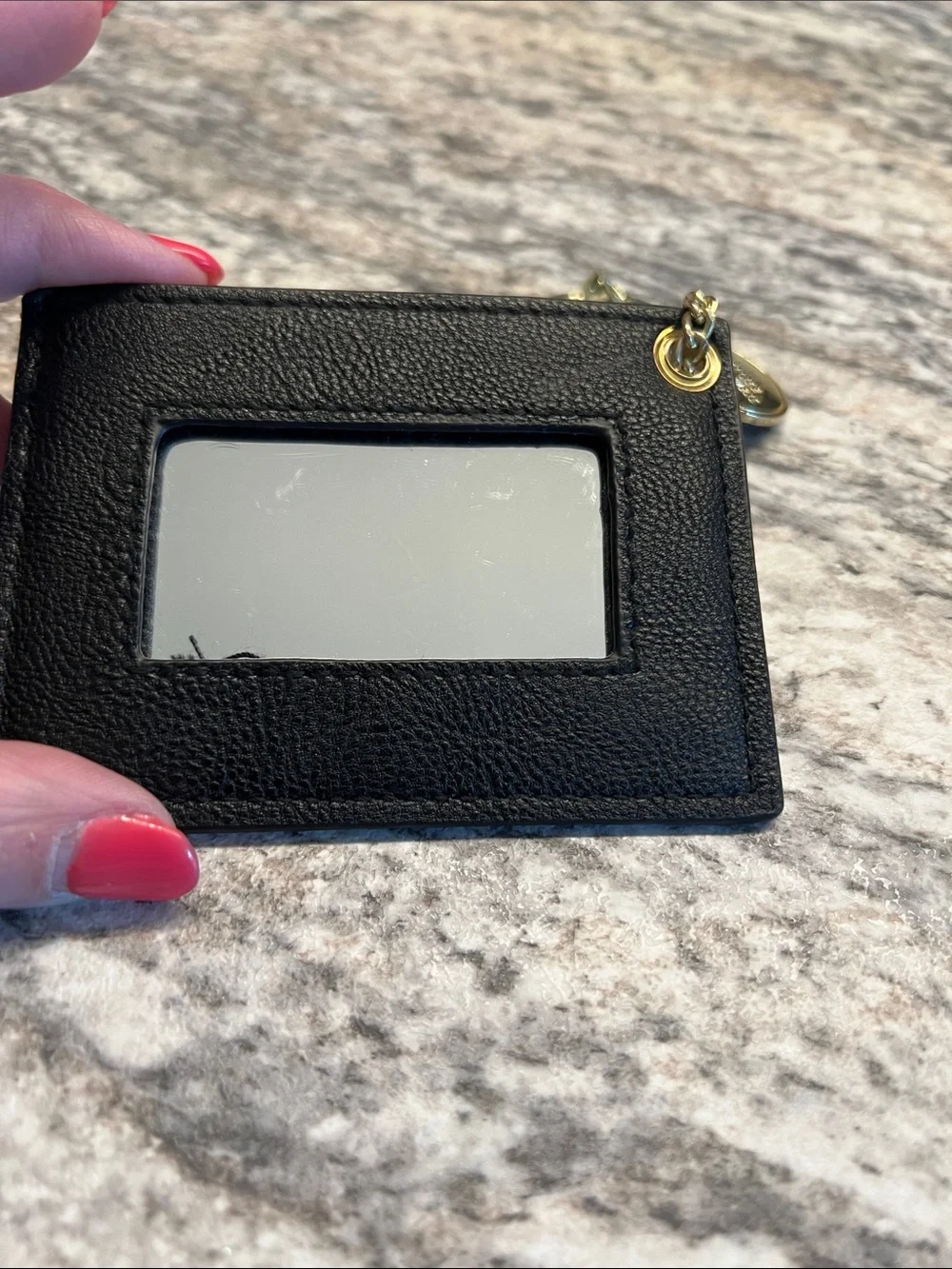Steve Madden Black Cardholder Keyring with Gold Hardware GUC